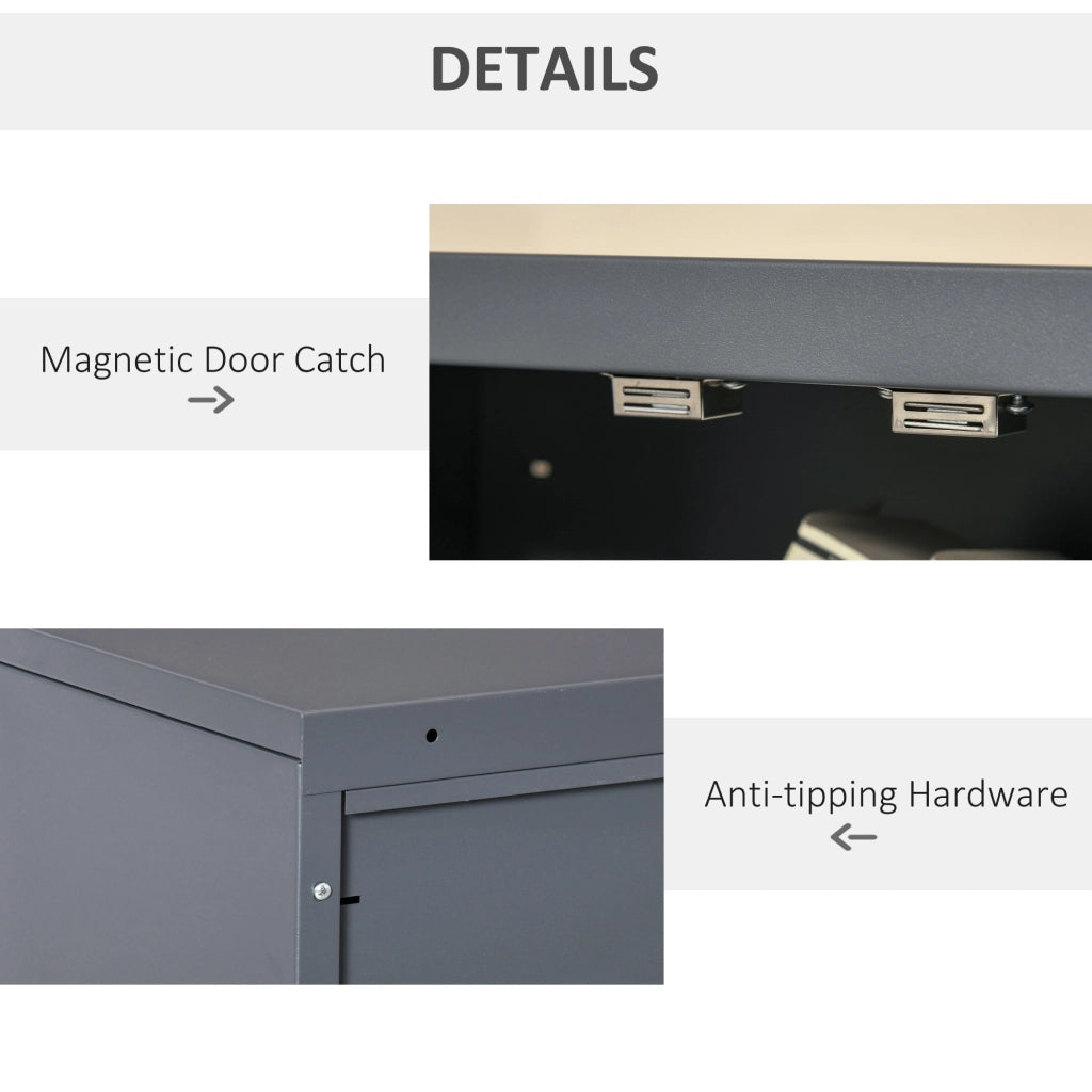 EasyComfort Mobiletto Multiuso 2 Ante Stile Industriale in Metallo per Casa e Garage, 75x33x110cm, Grigio