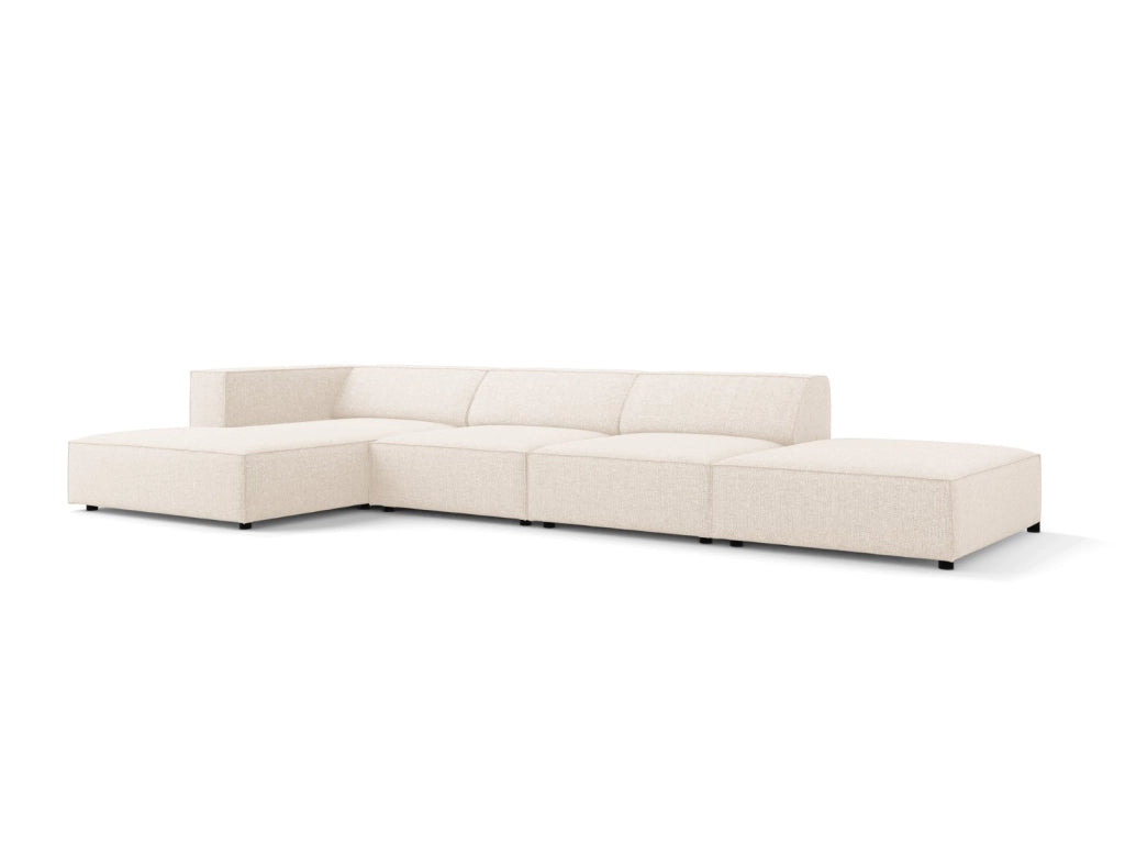 Cosmopolitan Design - Divano angolare sinistro "Arendal" 5 posti in ciniglia beige chiaro 