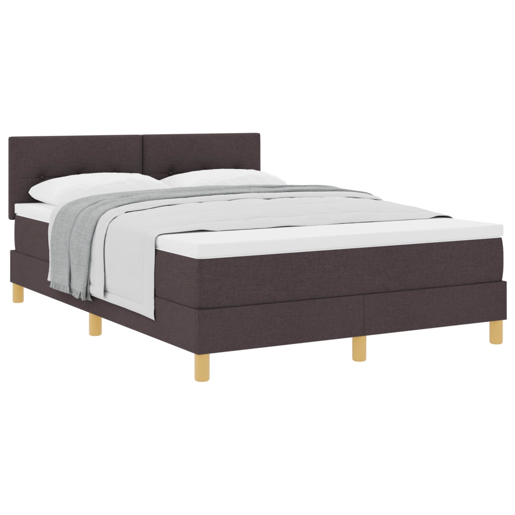 Letto con Box Spring e Materasso Marrone Scuro 160x200 cm Tessuto
