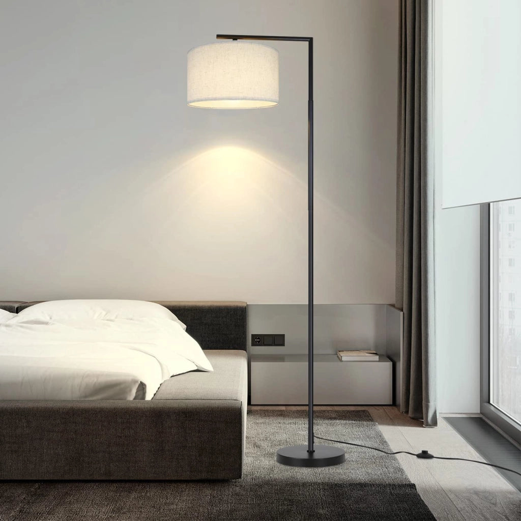 ZMH Lampada da terra moderna tessuto E27 per soggiorno lettura con interruttore pedale