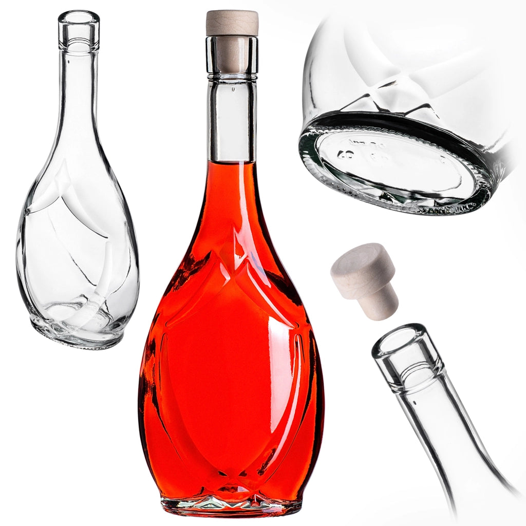 KADAX Icona Bottiglia in vetro da 500 ml (0,5 l) Bottiglie da vino 50 pezzi + tappo di sughero