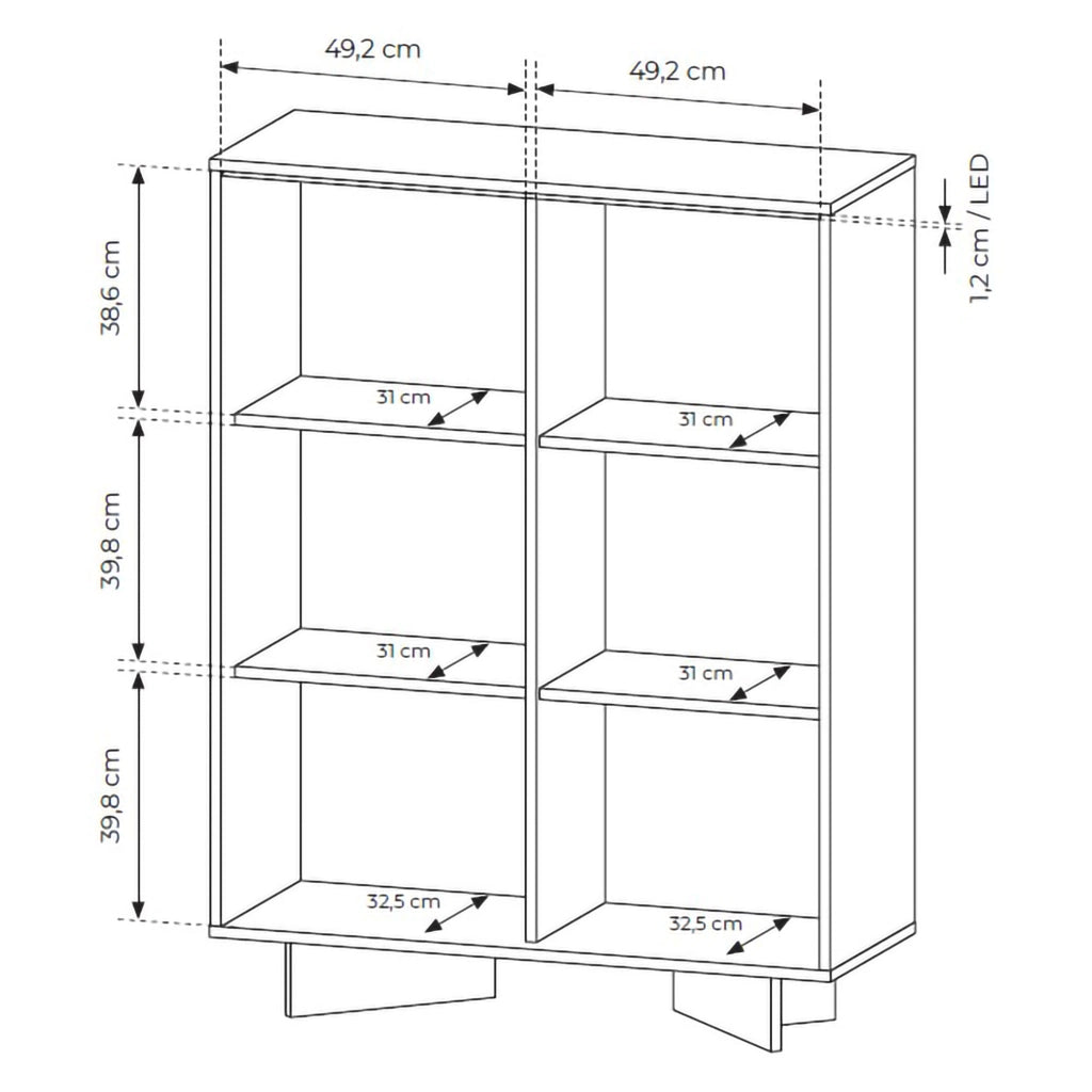 Madia Hasota, Credenza 4 Ripiani, 104x40x138h cm Marrone Rovere