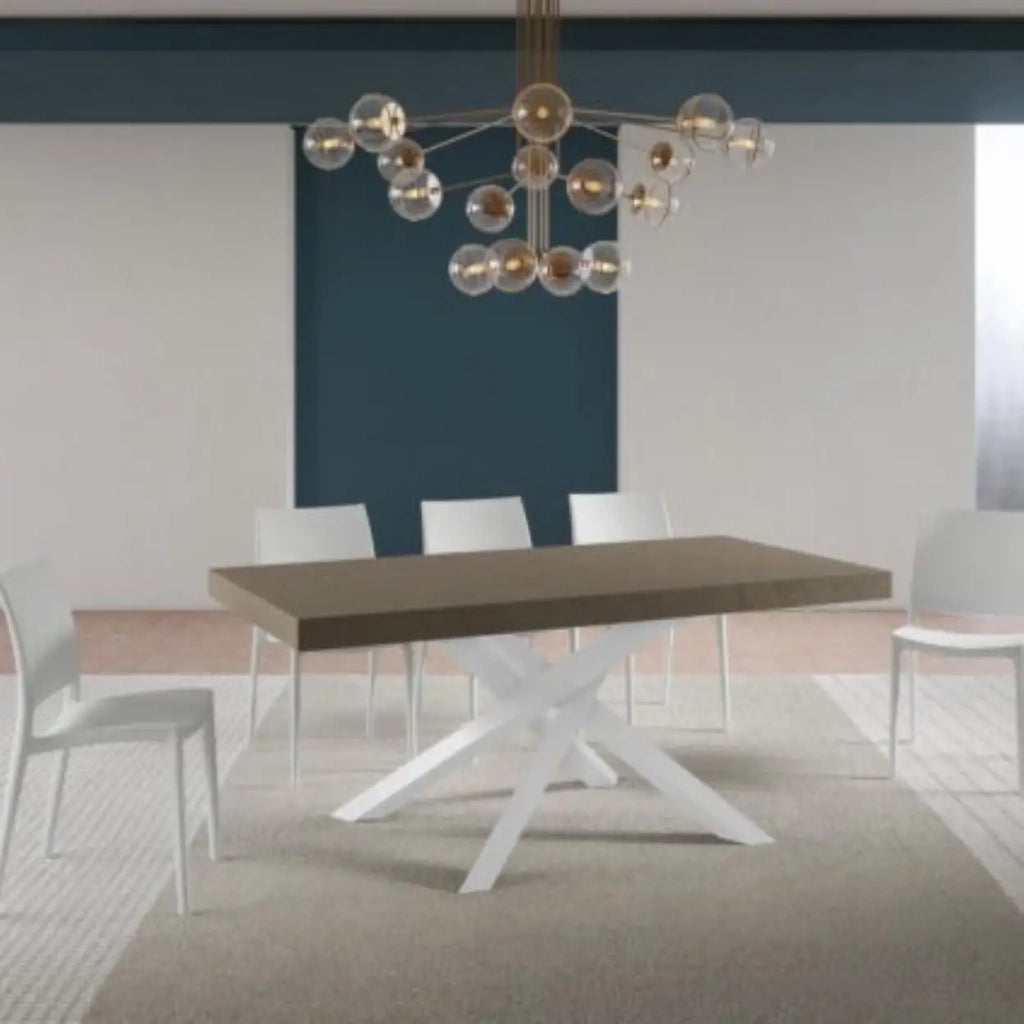 Tavolo allungabile 180/284x90 cm Volantis tortora gambe bianche