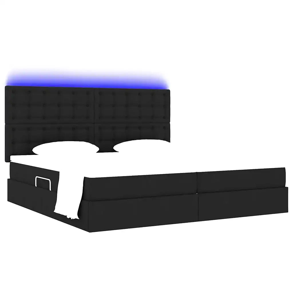 Letto con contenitore e LED Nero 200 x 200 cm Poliestere 3372566