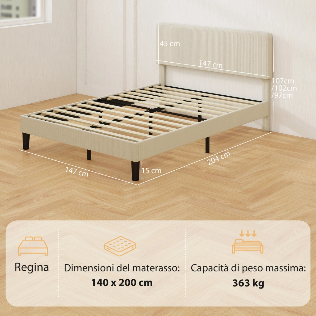 Letto Imbottito con Testiera Regolabile e Doghe ¨C Zephmum ¨C Velluto Grigio 140x200 cm