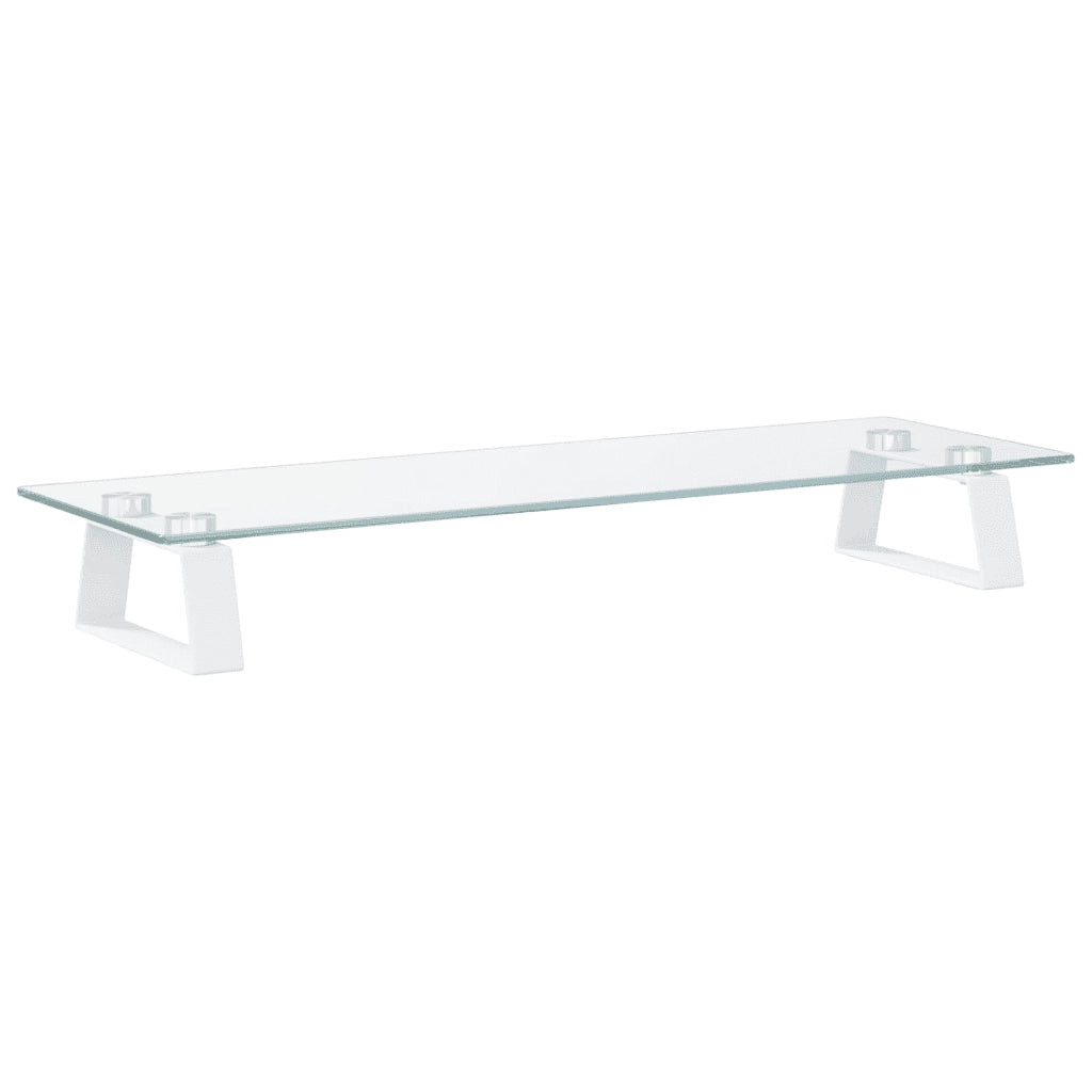 Supporto per Monitor Bianco 60x20x8cm Vetro Temperato e Metallo 374216
