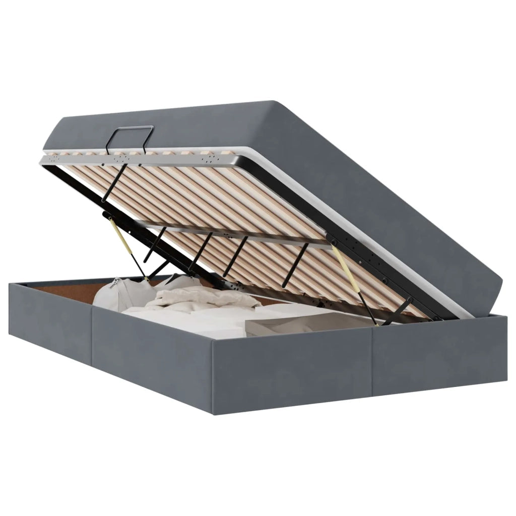 Letto con contenitore e materasso Grigio scuro 120 x 190 cm