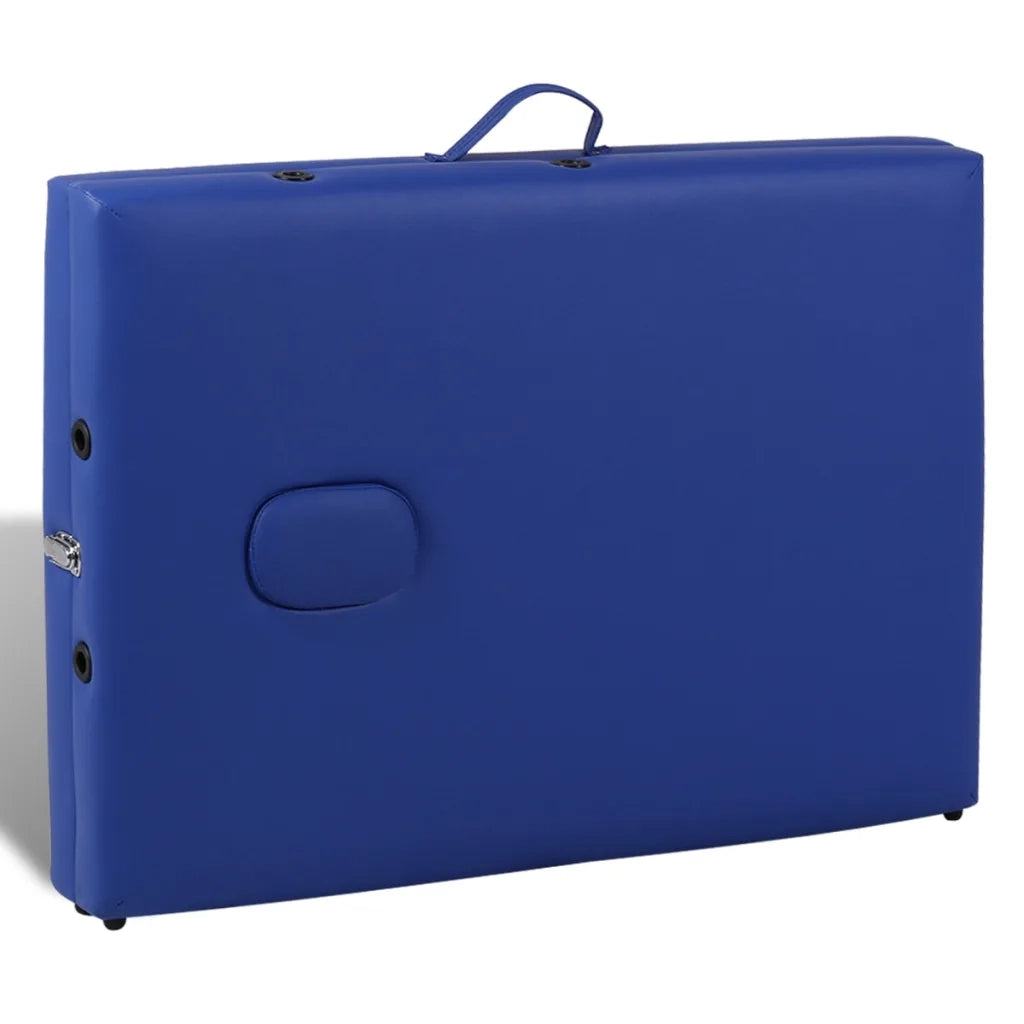 Lettino Pieghevole da Massaggio Blu 2 Zone con Telaio Legno CFW4808811