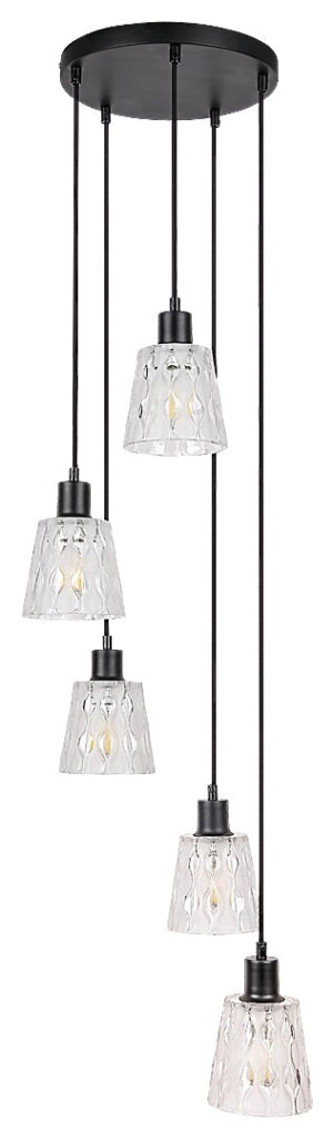 Lampadario Rabalux Jarina nero 5 luci E27 vetro metallo