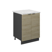 Mobiletto base cucina Fame-Line Pannello in quercia/Antracite 60 cm, PL Marmo Vicco