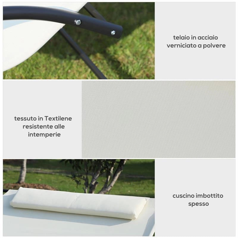 LETTINO PRENDISOLE A DONDOLO 140 X 200 X 36-88 CM COLORE CREMA