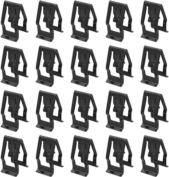 Clip di Regolazione per Pannello - 20 Pezzi - Universale - Acciaio di Manganesio - 8 x 18 mm - Nero