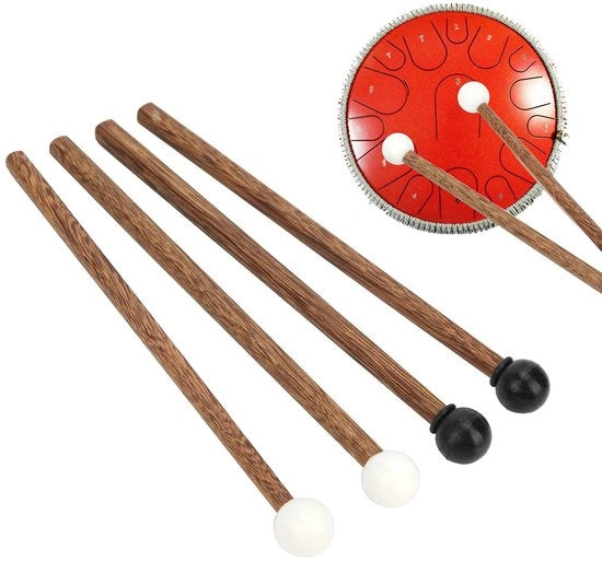Set di mazzetti per tamburi - 4 opzioni in acciaio - testa in gomma - 16,5 cm - adatto per bambini - percussioni
