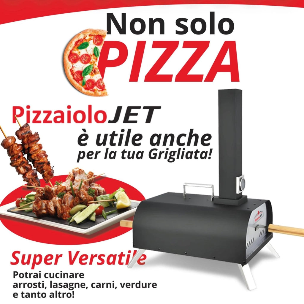PizzaioloJet Forno per Pizza a Pellet - Compatto e Portatile, Barbecue Pizza con Pietra refrattaria