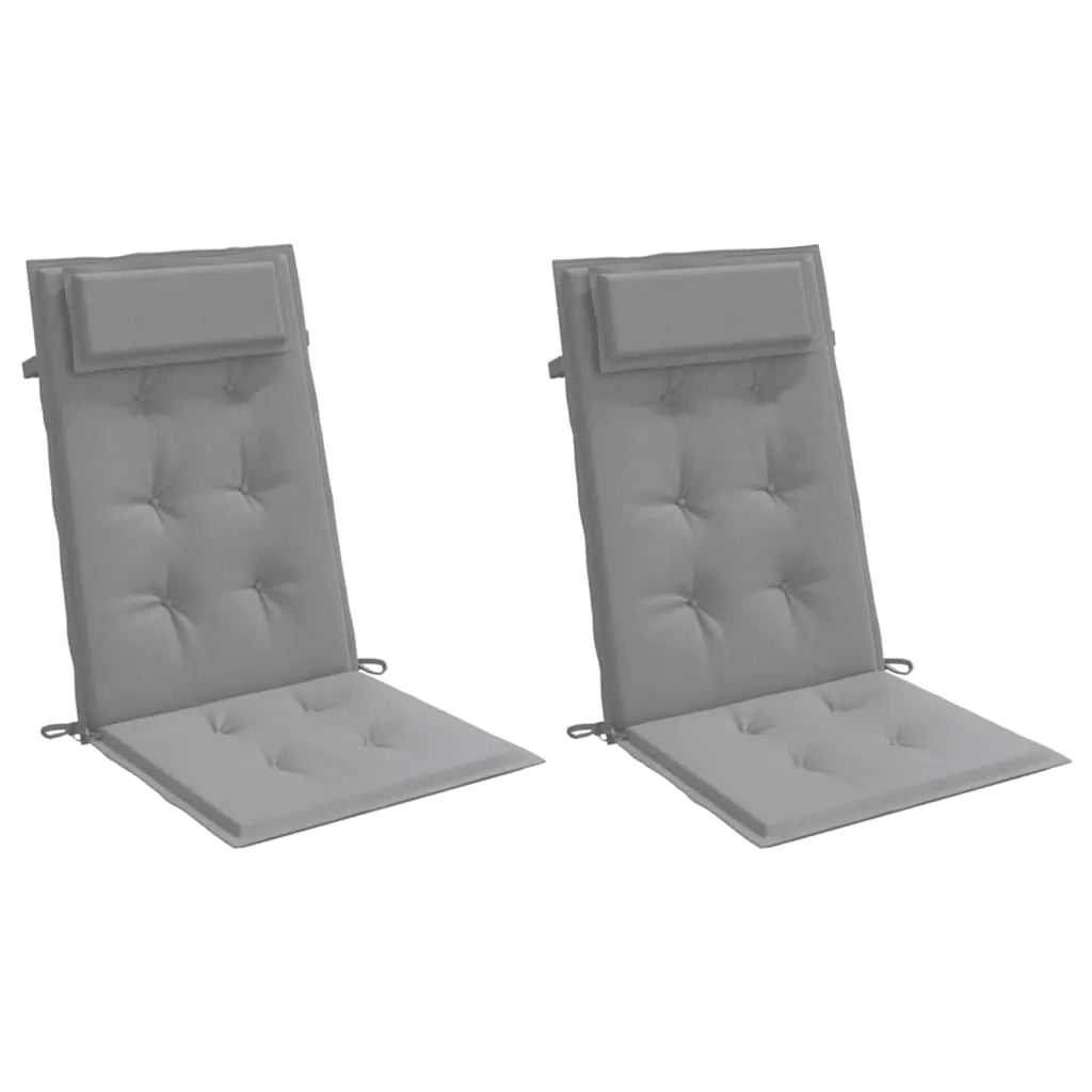 Cuscini per Sedia Schienale Alto 2 pz | Cuscini per sedie Grigio Tessuto Oxford