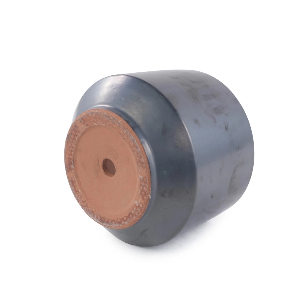 Fioriera a più livelli in ceramica fatta a mano con fori di drenaggio finitura opaca nera per interni e esterni Ø 28 cm