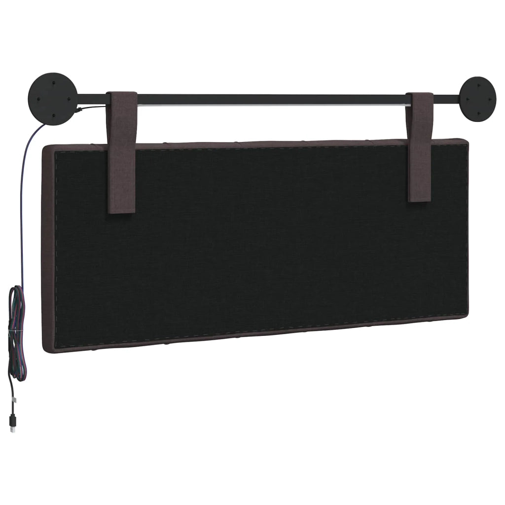 Testiera sospesa Con luce LED Marrone Scuro Tessuto