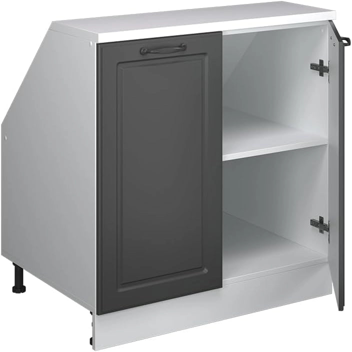 Mobile sottotetto Rion, Antracite casa di campagna, 80 x 81.6 cm con 2 porte, carcassa 60 cm profondità, adatto per il salvaspazio sotto tetti spioventi