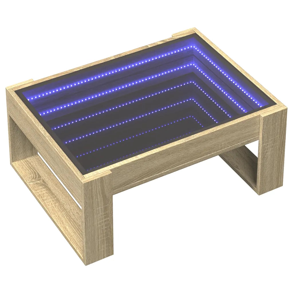 vidaXL Tavolino da Salotto con LED Infinity Rovere Sonoma 70x53x30 cm
