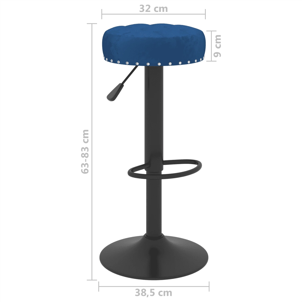 vidaXL Sgabelli da Bar 2 pz Blu in Velluto