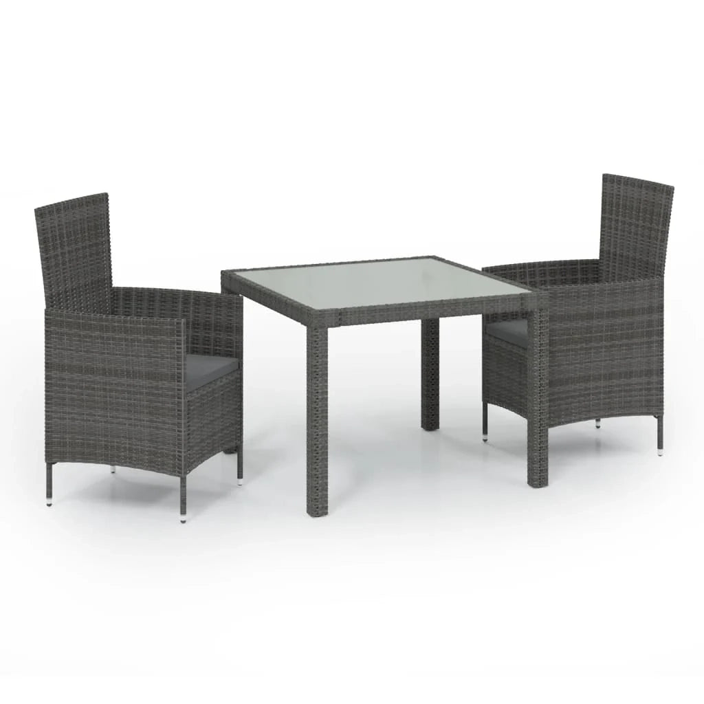 Set da pranzo da giardino 3 pezzi e cuscini in resina intrecciata grigia 02_0014761