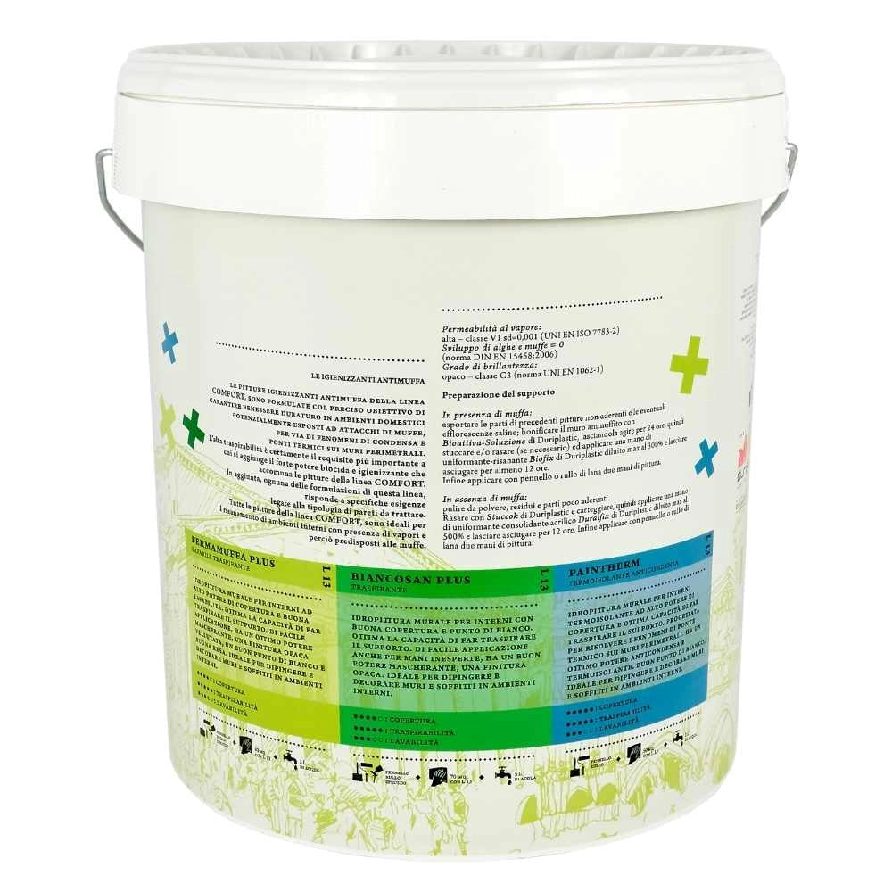 Idropittura antimuffa lavabile fermamuffa plus traspirante bianco litri 13