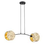 Lampada A Sospensione 2 Luci Moderna Nut In Acciaio Effetto Marmo Bianco