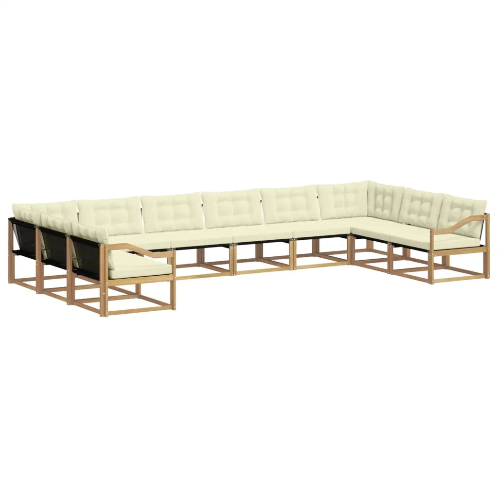 Set di divani da esterno con cuscino 10 pcs Bianco e Crema 3389124