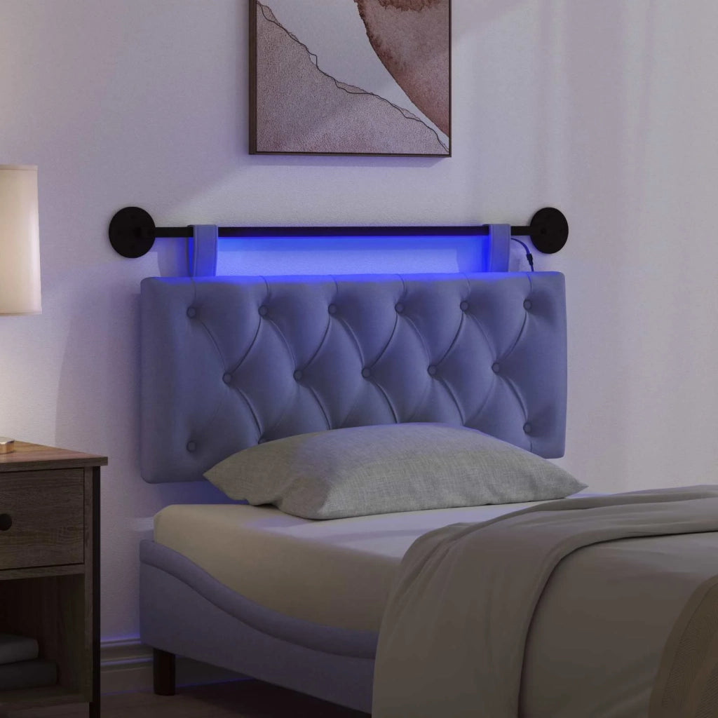 Testiera sospesa Con luce LED Blu jeans Tessuto