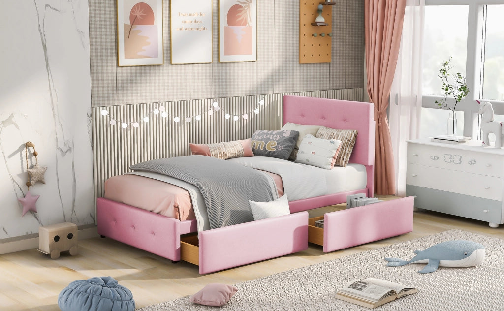 letto imbottito velluto rosa 90 x 200 cm