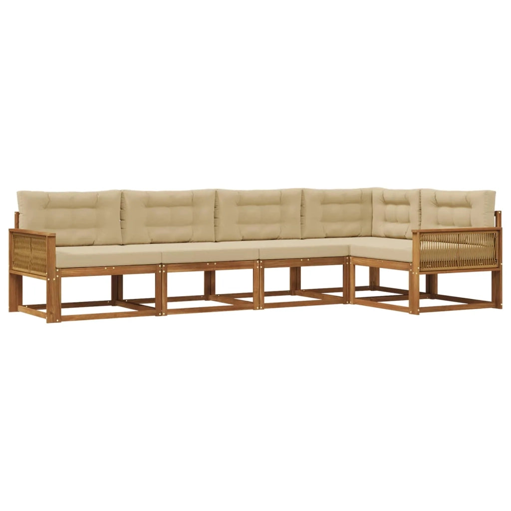 Set di divani da esterno 5 pz Naturale e Beige 3382571