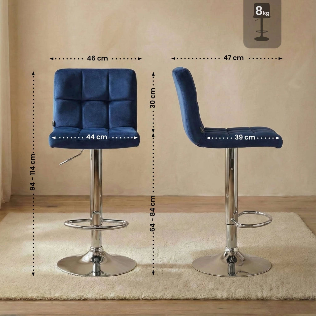 Sgabello da bar Perù velluto cromato 7