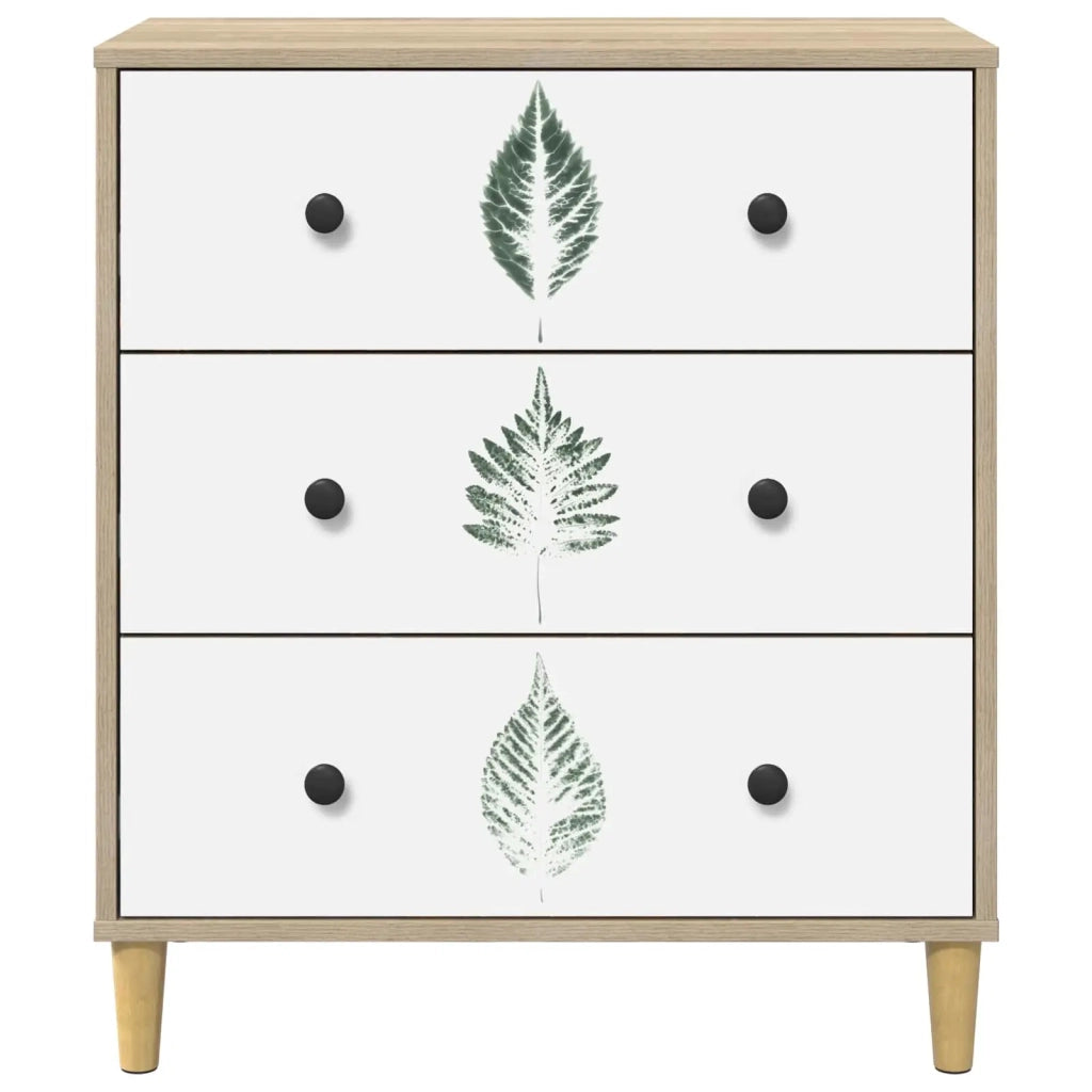 Cassettiera HANAU Stampa foglia verde 66 x 36,5 x 75 cm Sonoma 8007365