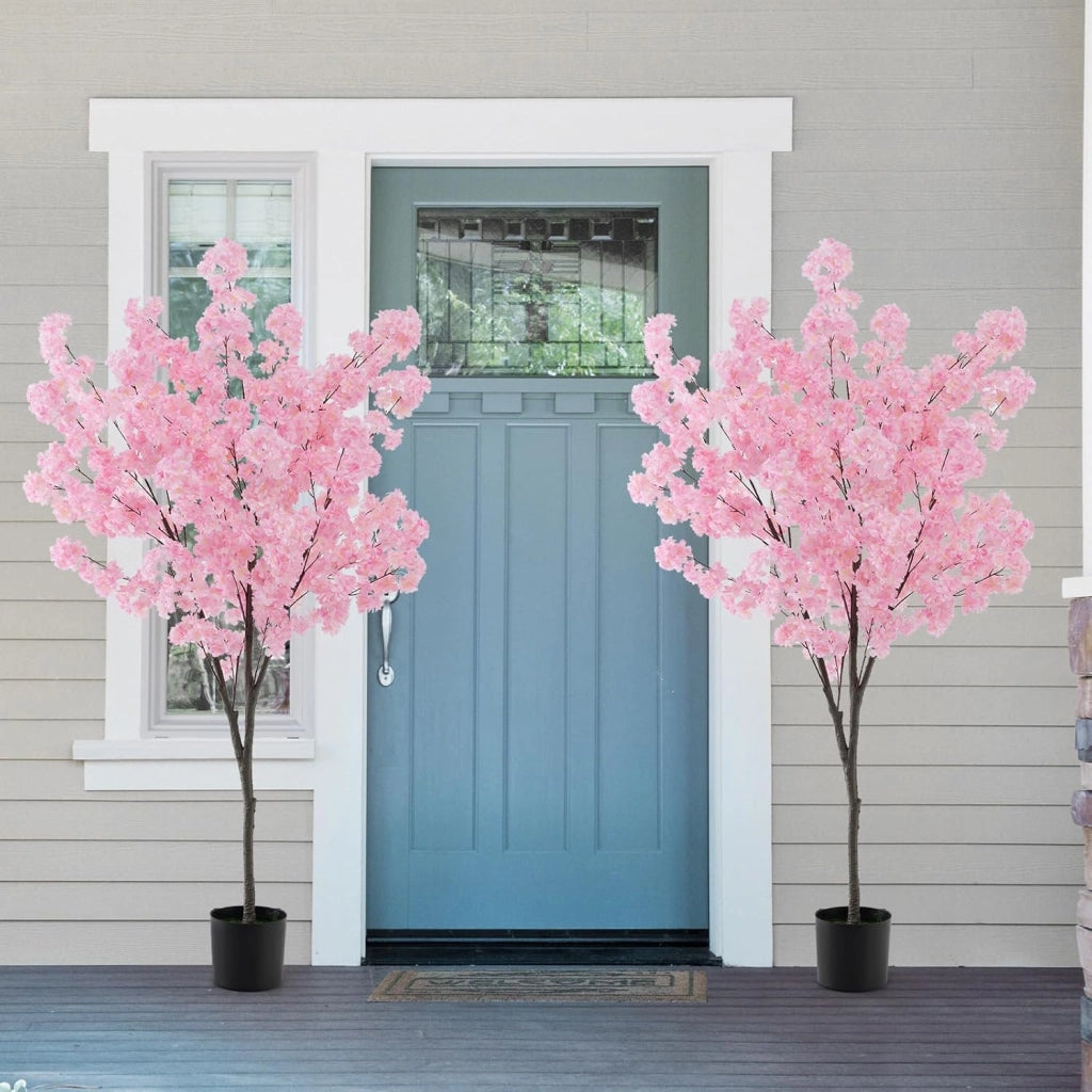 Albero di ciliegio artificiale alto 190 cm con 1170 fiori rosa, Meceta pieno di cemento, pianta decorativa interna per festa di matrimonio, ingresso, soggiorno