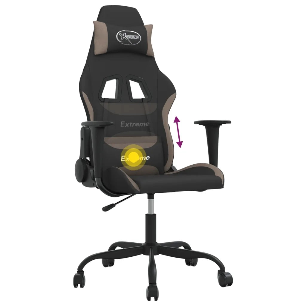 Sedia da Gaming | Sedia da e-sports Nero e Tortora in Tessuto