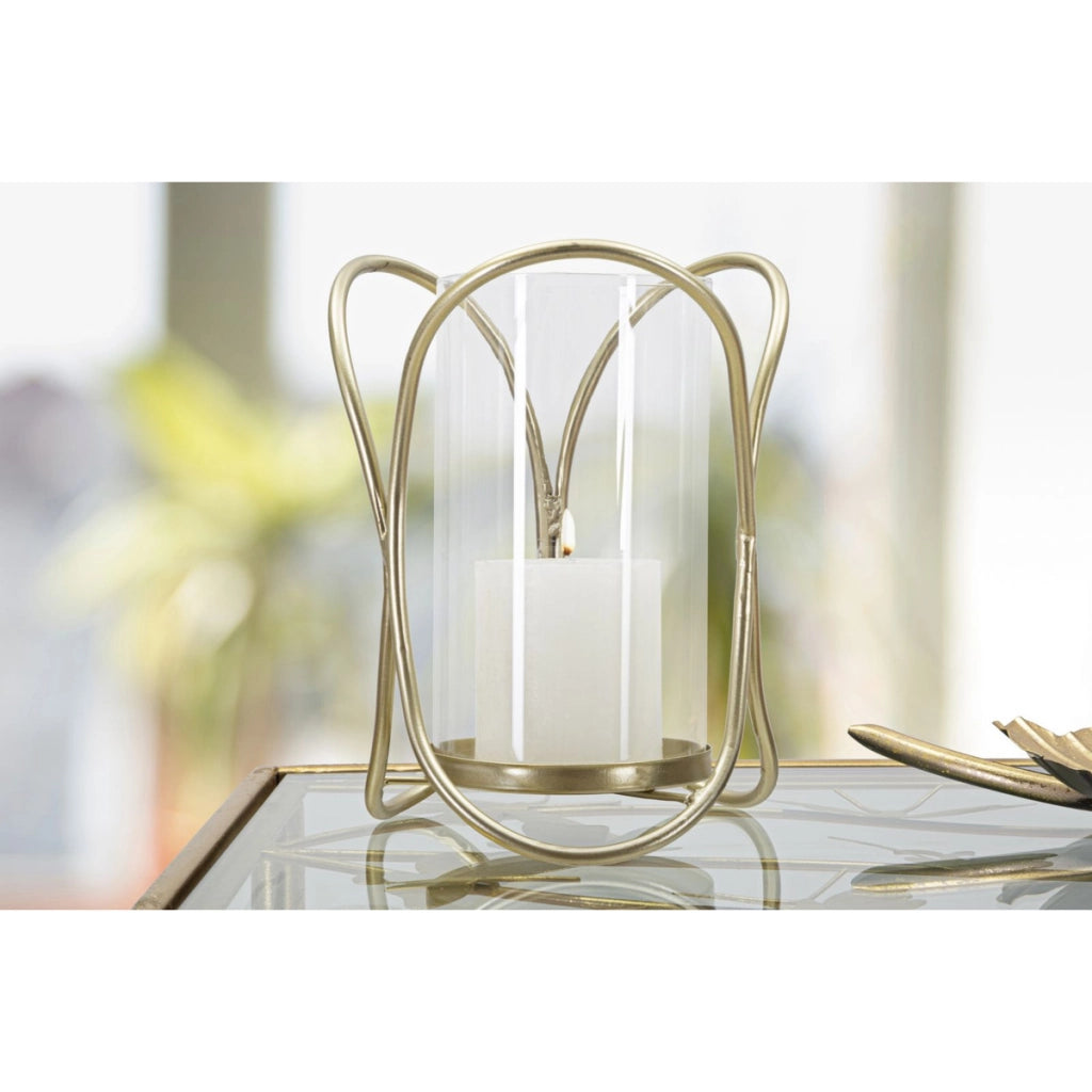 Portacandela VKH350, Oro, Metallo, 16x16x21,5 cm