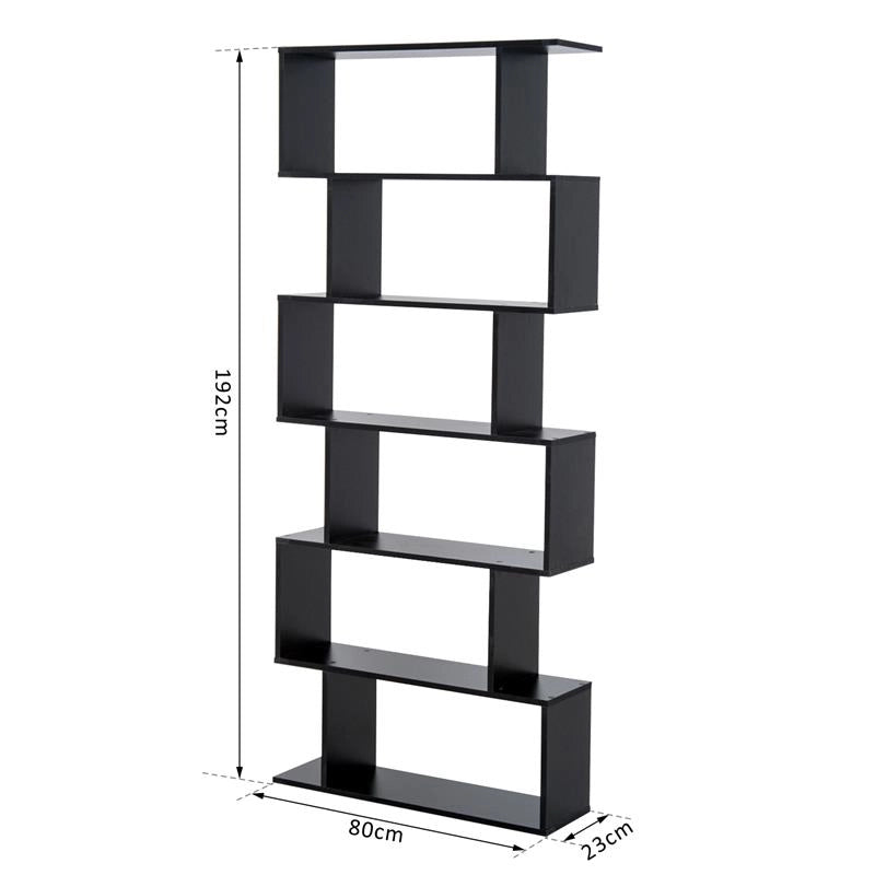 LIBRERIA DESIGN MODERNO IN LEGNO CON 6 RIPIANI 80 X 23 X 192 CM NERO