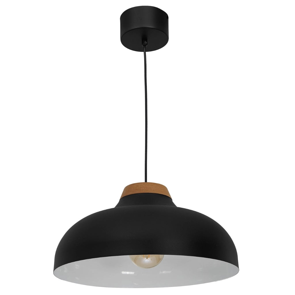 Lampada a sospensione Luminex Burgos nera legno Ø40