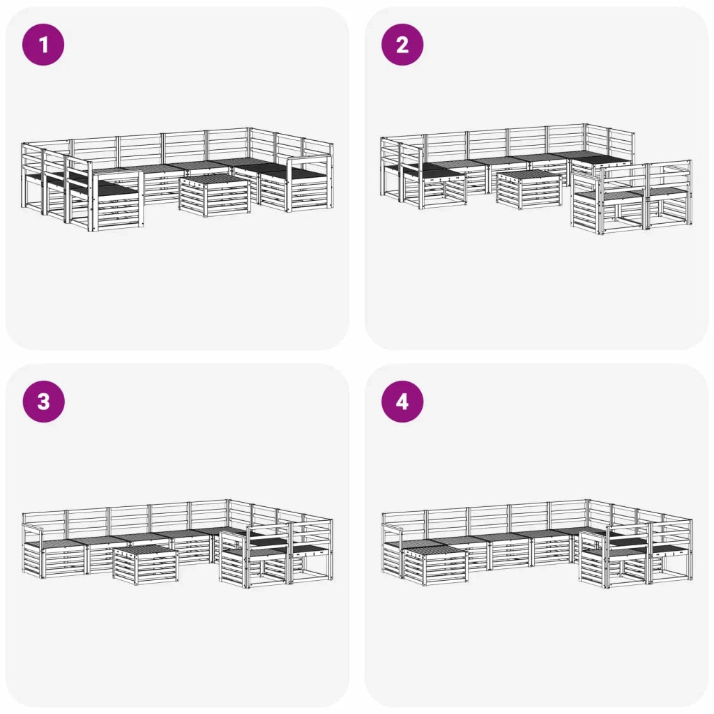 Set di divani da esterno 10 pcs Bianco 59 x 59 x 37 cm 3392529