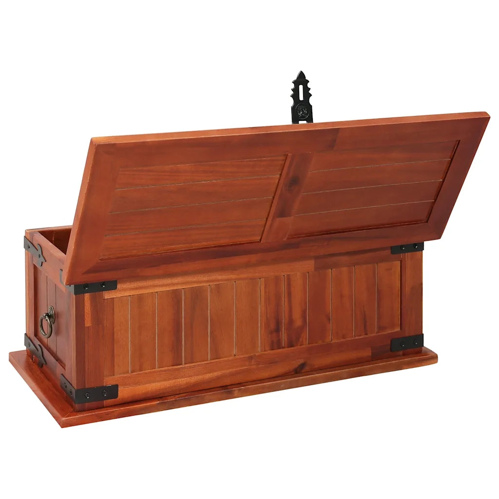 Cassapanca-Panca con Contenitore-Baule 60x25x22 cm in Legno Massello di Acacia