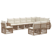 Set Divano da Giardino 10 pcs Beige e Bianco Crema polyrattan 3435447