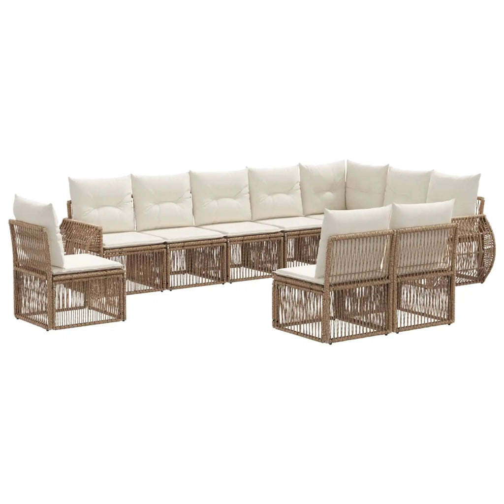 Set Divano da Giardino 10 pcs Beige e Bianco Crema polyrattan 3435447