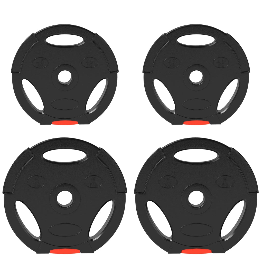Kit 4 Pesi con 2 Dischi Ø27x4.5 cm da 5 kg e 2 Dischi Ø24x3.5 cm da 2,5 kg in Polipropilene e Sabbia Nero