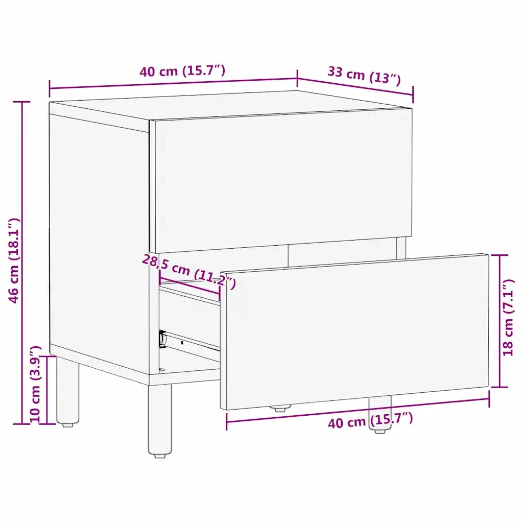 Comodino | Armadio da Notte | Mobiletto da notte con cassetto Marrone 40 x 33 x 46 cm