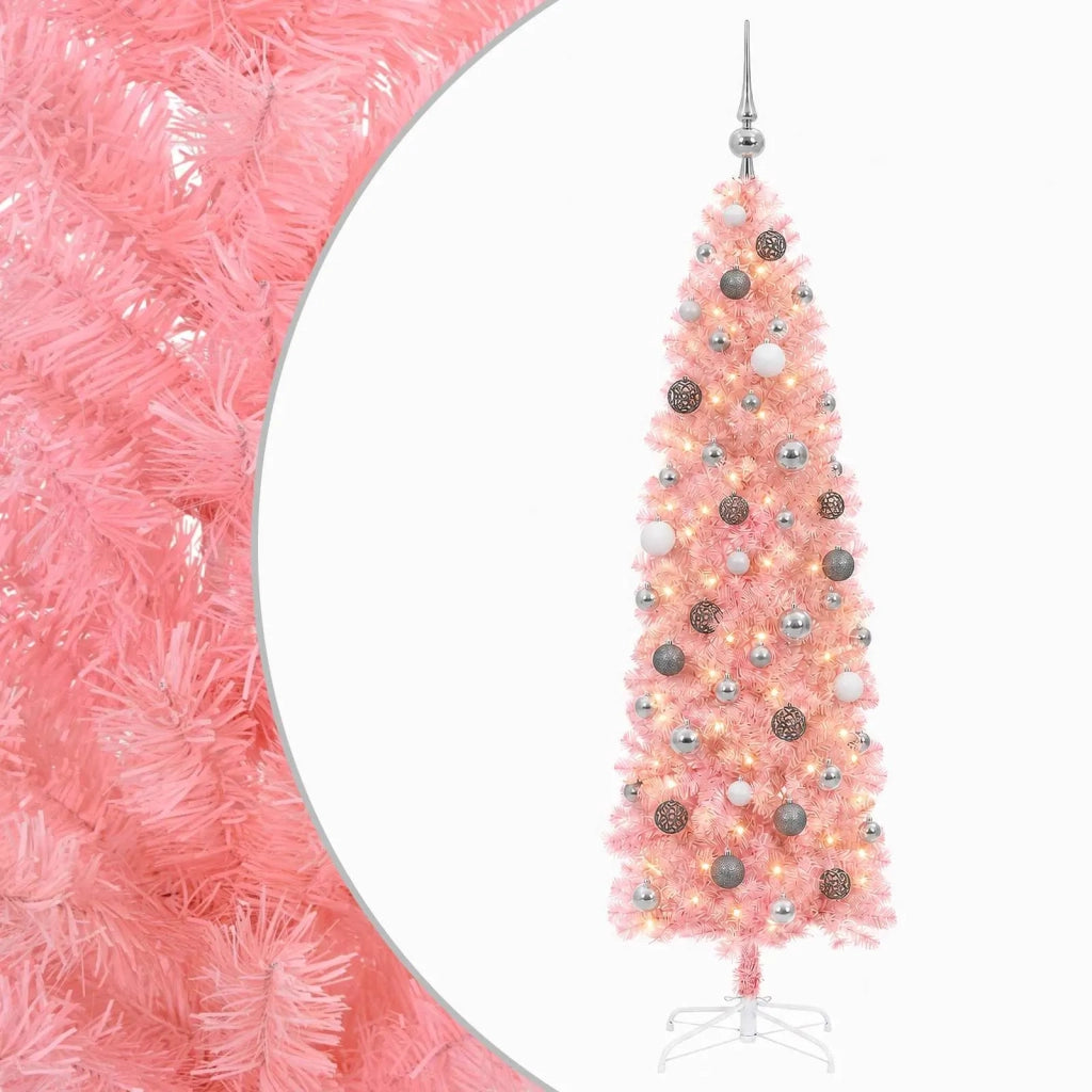 Albero di Natale Artificiale Slim con Palline 180 cm 300 LED 3461082