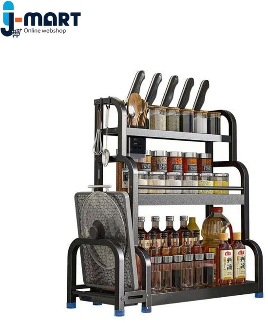 Organizzatore per Spezie a 3 Livelli - Aria Contenitore - Organizzatore Cucina - Spezieria Verticale - Multifunzionale - 58 x 22 x 58 cm