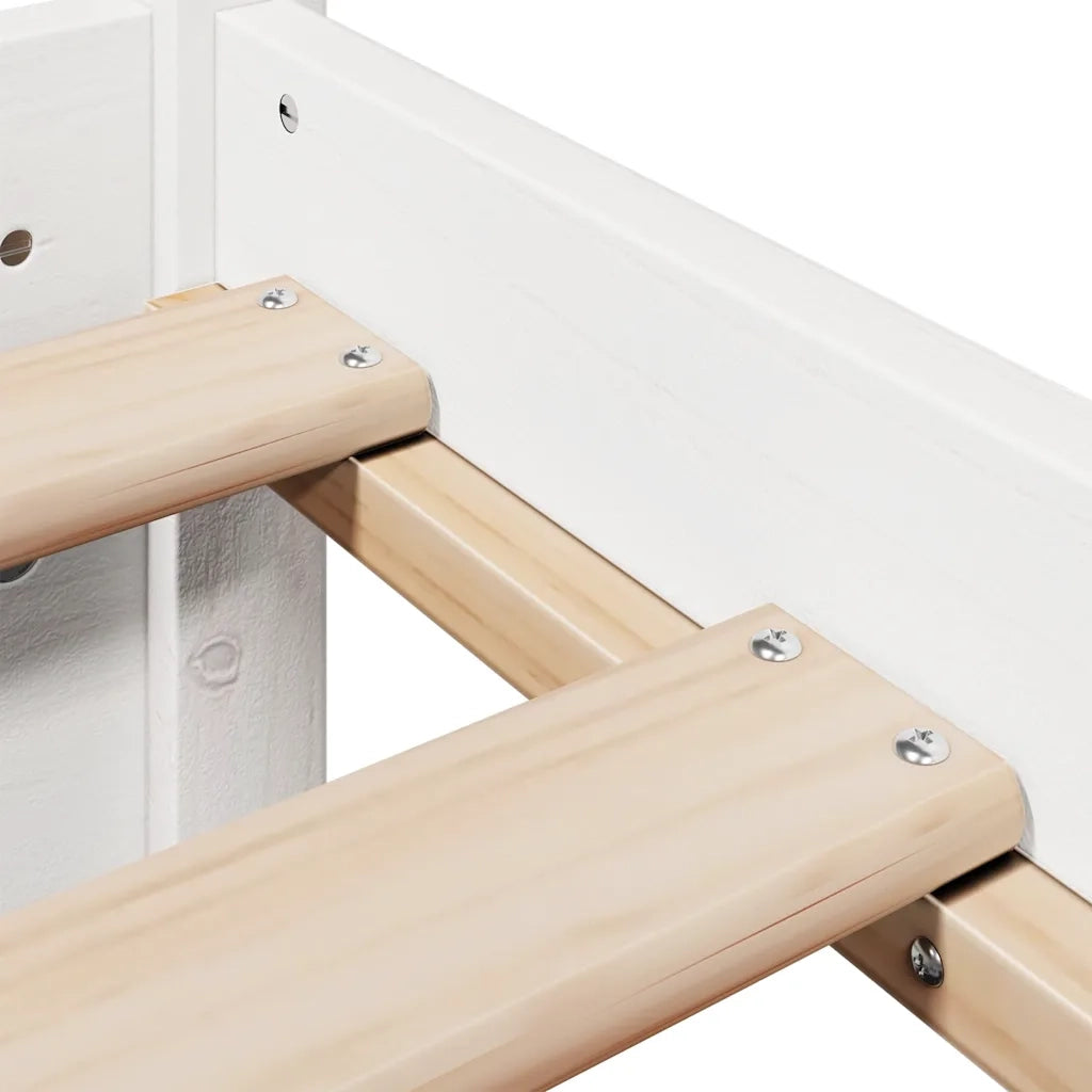 Giroletto con Testiera Bianco 75x190 cm Legno Massello di Pino 3306721