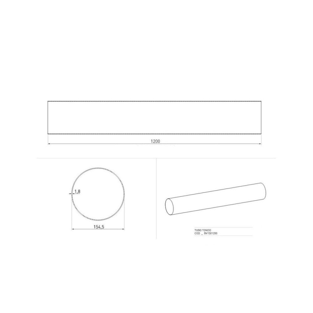Tubo tondo di aspirazione cappa diametro 150 mm BV1501200