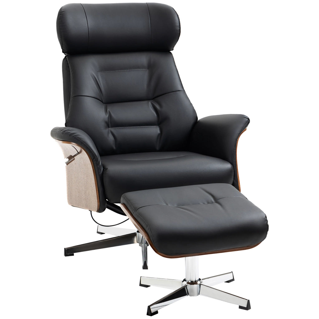 Poltrona relax reclinabile con poggiapiedi ¨C zephmum ¨C nero 80x84x108cm