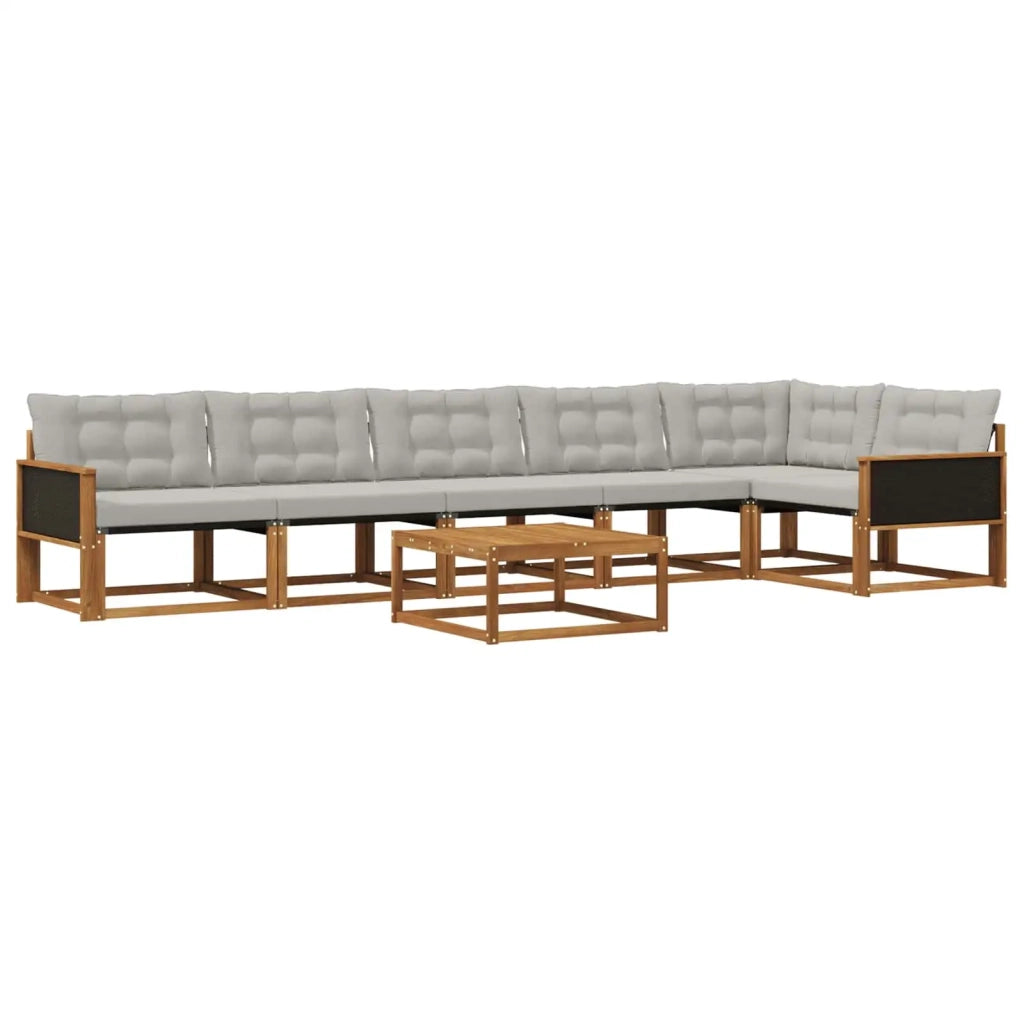 Set di divani da esterno 7 pcs Naturale e Grigio Chiaro